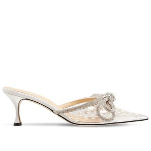 MACH & MACH Double Crystal Bow Pointed Toe Mule Heel